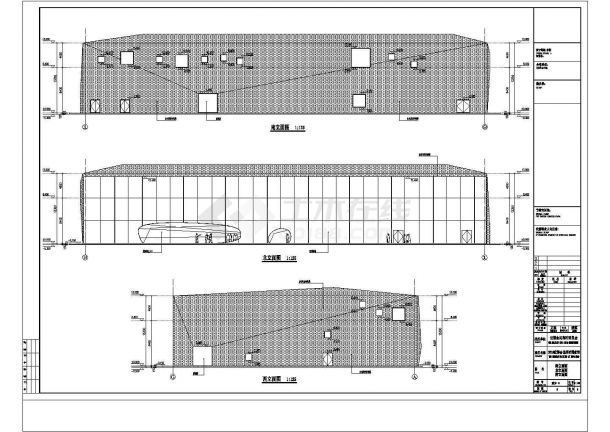 长74.4米 宽45米 2层展览展馆CAD建筑方案设计-平立剖面图-图二