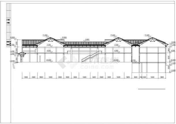 长87.33米 宽44.84米 地下半地上3层中式现代风格历史博物馆建筑方案图A B C剖面 半地下层平面-图二