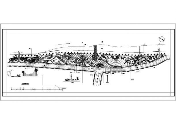 某镇滨江公园景观及规划CAD设计构造图纸-图一