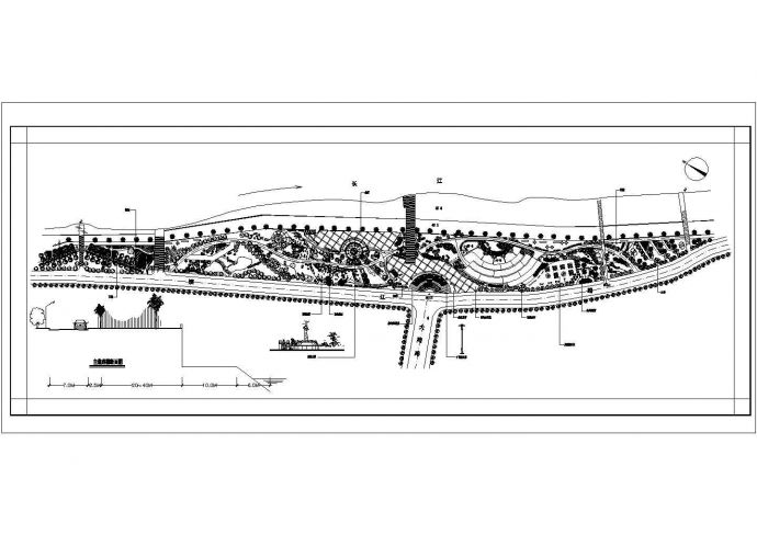 某镇滨江公园景观及规划CAD设计构造图纸_图1
