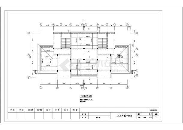 某地上三层联体别墅建筑结构设计图(CAD，26张图纸)-图二