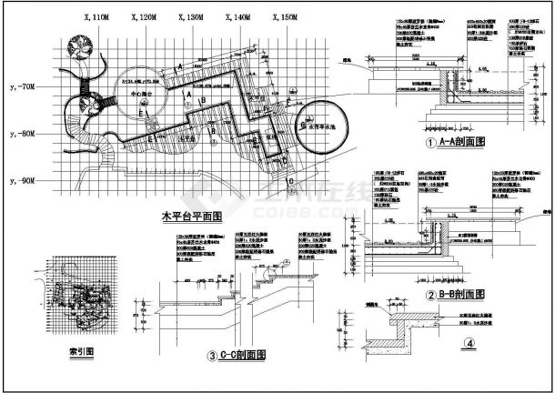 某景施中心舞台东木平台CAD详细节点设计图-图一