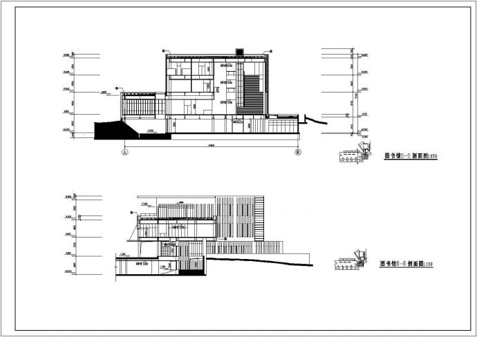 某图书馆CAD建筑完整详细立面设计方案_图1
