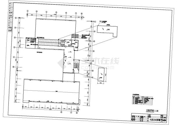 某长93.88米 宽64.65米 地下1地上5层大学图书馆消防电气CAD完整施工设计图（各层自动报警平面 自动报警系统图 防火卷帘及消防栓泵控制原理图）-图二