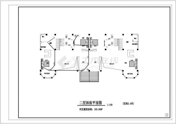 两层联体别墅电气施工图(CAD，10张图纸)-图二