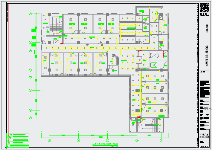 某港龙医院施工图八层照明CAD大样平面图