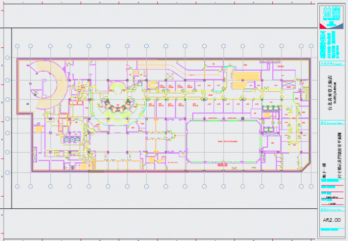 某大饭店施工图厨房间天花分割CAD设计平面图_图1