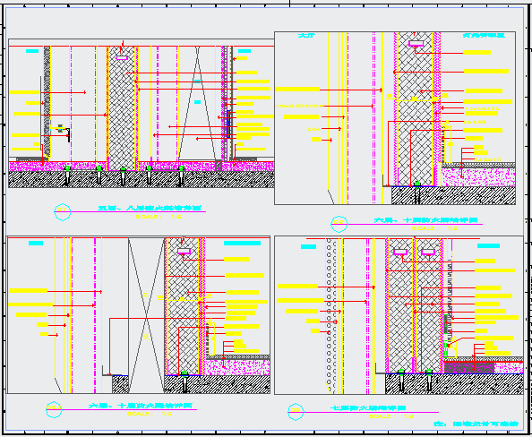 某防火隔墙CAD设计构造样图