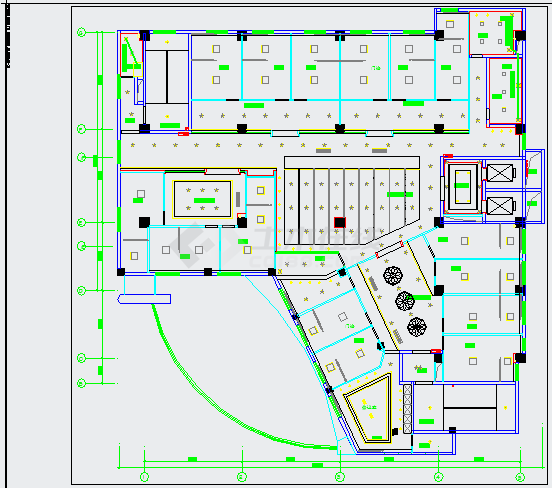 某港龙医院施工图一二三层照明CAD大样节点剖面图-图一