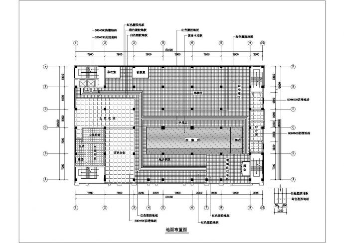某1600平米健身中心CAD室内装修设计构造施工图_图1