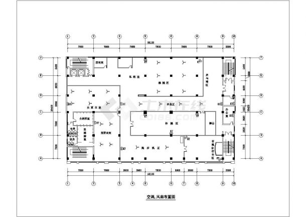 某1600平米健身中心CAD室内装修设计构造施工图-图二