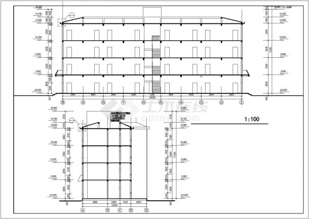 无锡市某社区1550平米4层砖混结构公寓住宅楼建筑设计CAD图纸-图一