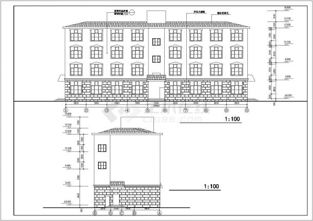 无锡市某社区1550平米4层砖混结构公寓住宅楼建筑设计CAD图纸-图二