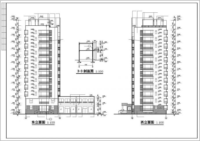 潍坊市某小区12层框架结构住宅楼建筑设计CAD图纸（含机房层和半地下室）_图1