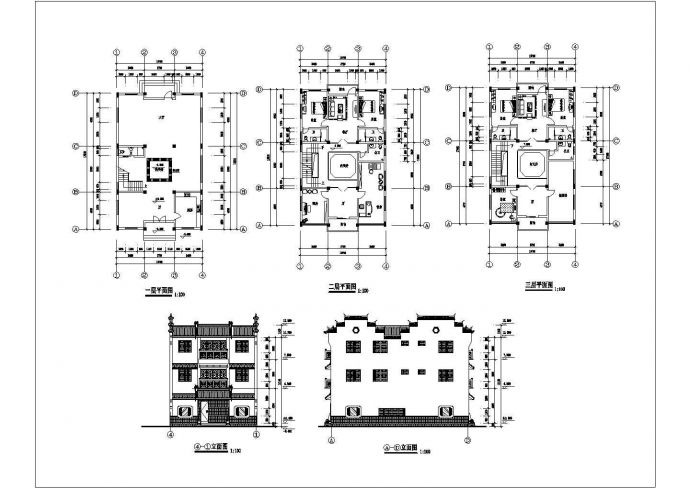 某徽派风格民居CAD建筑设计构造图_图1