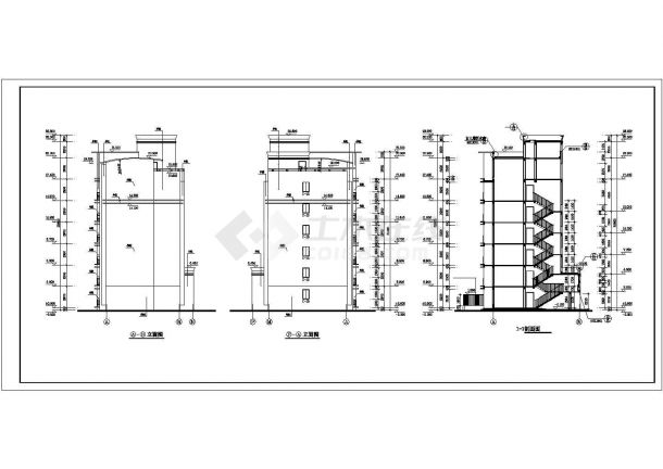 2900平米左右6层框混结构住宅楼平立剖面设计CAD图纸（含阁楼）-图一