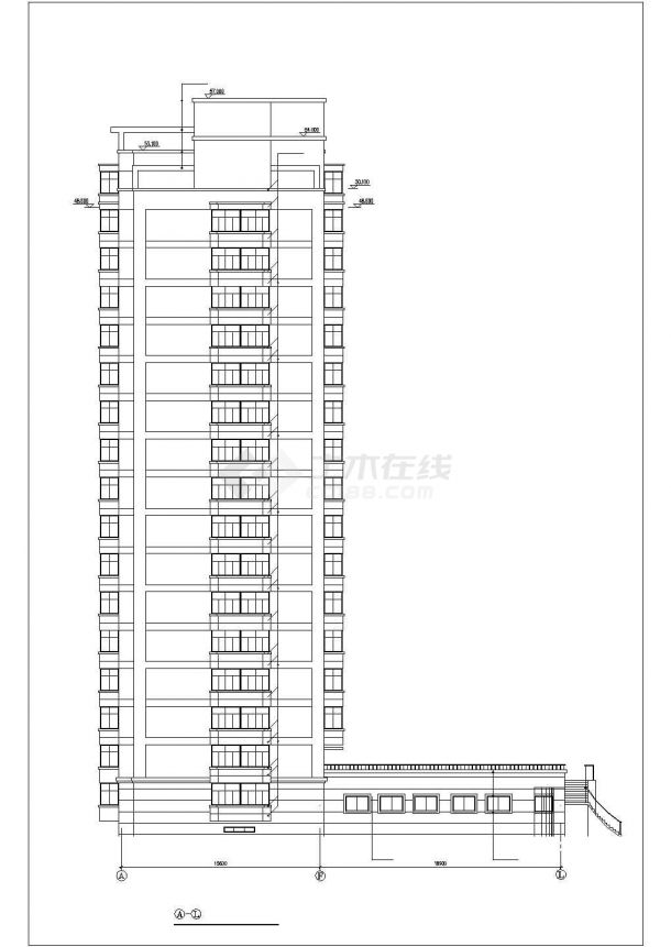 嘉兴市某小区2.3万平米左右17+1层框架结构住宅楼建筑设计CAD图纸-图一