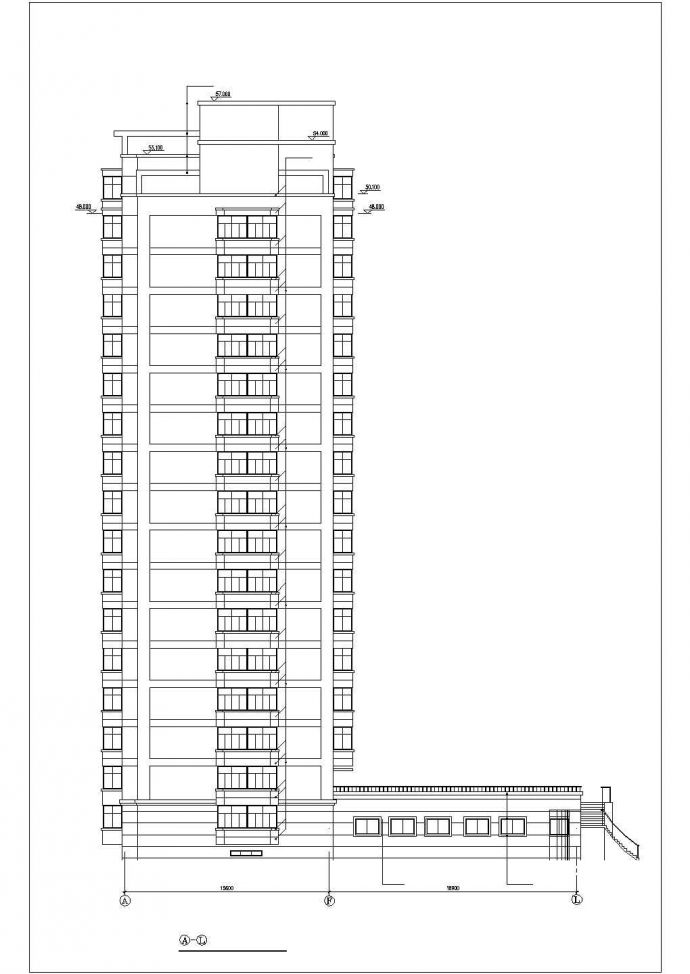 嘉兴市某小区2.3万平米左右17+1层框架结构住宅楼建筑设计CAD图纸_图1