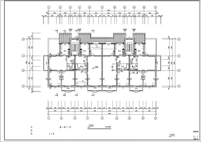 上饶市某社区2层砖混结构公寓住宅楼建筑设计CAD图纸（含坡屋顶）_图1