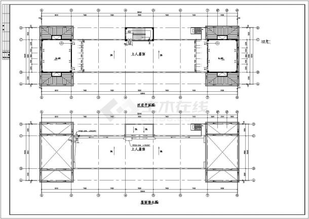 某商业街2100平米左右4层框架结构商业综合楼建筑设计CAD图纸-图一