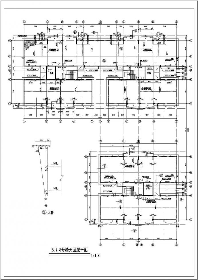 1.2万平米8层框架结构L型商住楼平面设计CAD图纸（底层商店）_图1