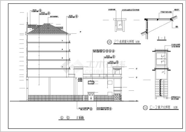 4860平米7+1层框混结构商住楼全套建筑设计CAD图纸（1-2层商业）-图一