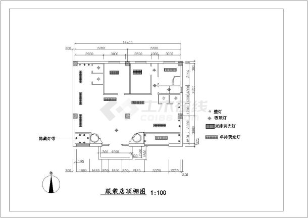 某商业街飞飞服装店CAD室内设计装修图-图一