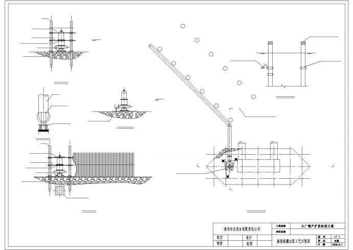 广东某自来水厂增产扩容船型格栅水泵设计cad工艺图_图1