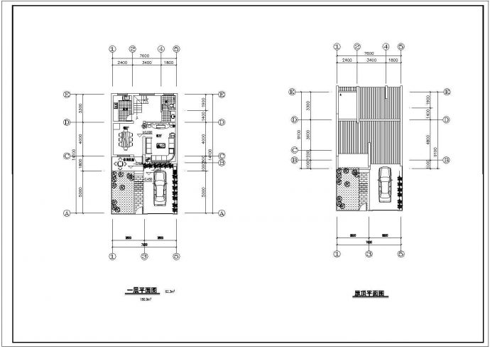 某三层别墅带庭院徽派风格建筑平立面CAD设计图纸_图1