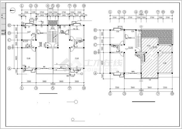 银川市贵金花园小区5810平6层砖混结构住宅楼建筑设计CAD图纸（含阁楼）-图一