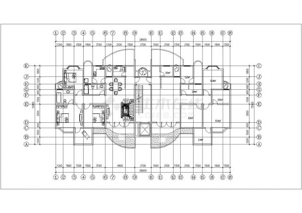 经典的1梯2户型住宅楼标准层平面设计CAD图纸（共63张）-图二