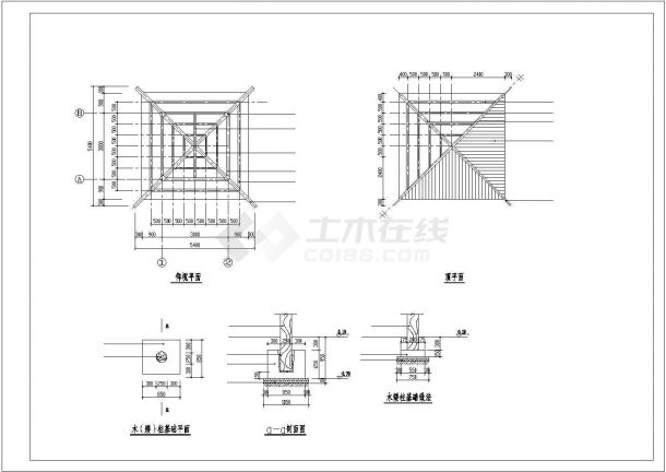 某经典木亭CAD 结构设计施工详图-图一