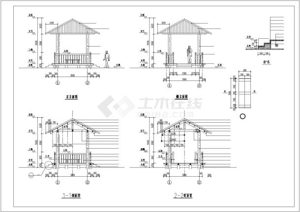 某经典木亭CAD 结构设计施工详图-图二