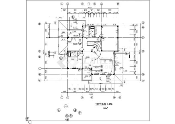 某561平方米三层框架结构住宅楼建筑施工图纸，高11米CAD图-图二