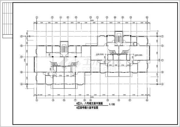 某住宅小区九层框架结构住宅楼设计cad建筑平面图（含其他8幢楼设计）-图一