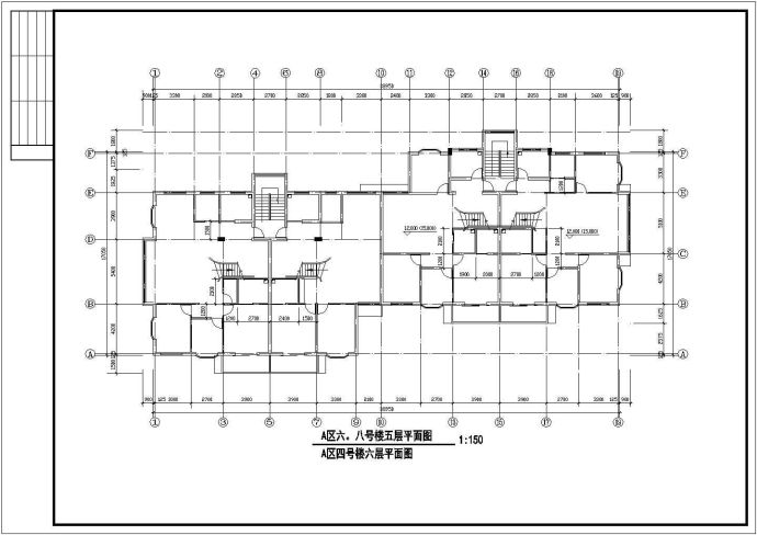 某住宅小区九层框架结构住宅楼设计cad建筑平面图（含其他8幢楼设计）_图1