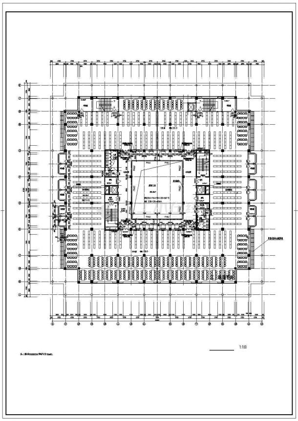 某长60.55米 宽60.55米 七层师范学院图书馆建筑CAD大样全套完整设计图-图一