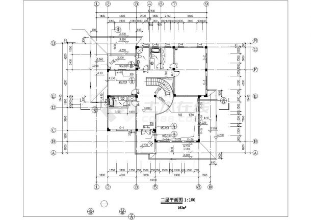 某561平方米三层框架结构住宅楼建筑施CAD图-图一