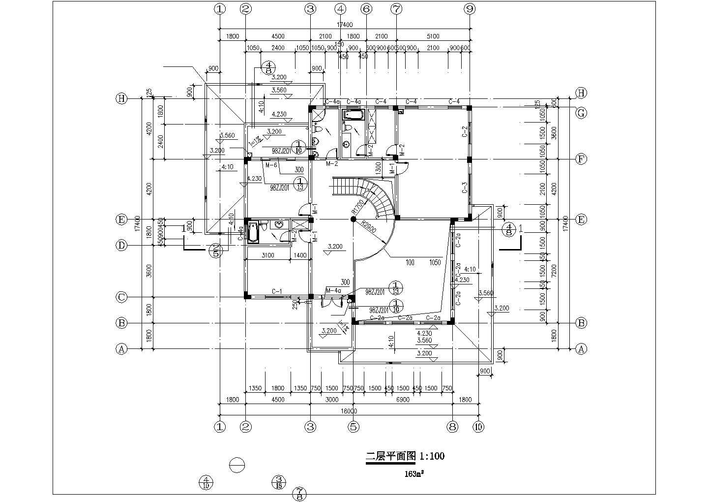 某561平方米三层框架结构住宅楼建筑施CAD图