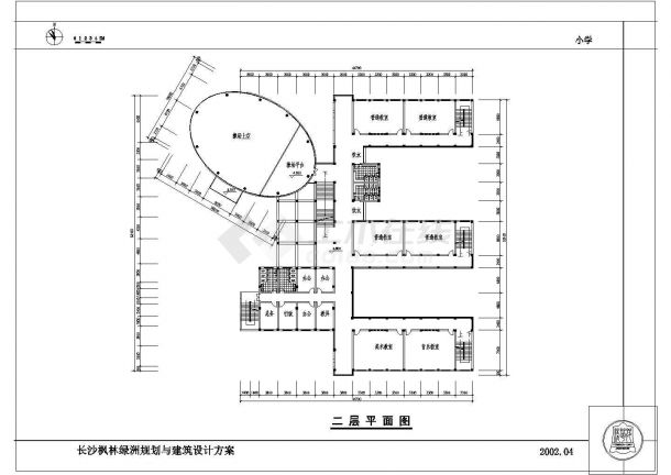 长沙某地区小学建筑设计方案图-图二