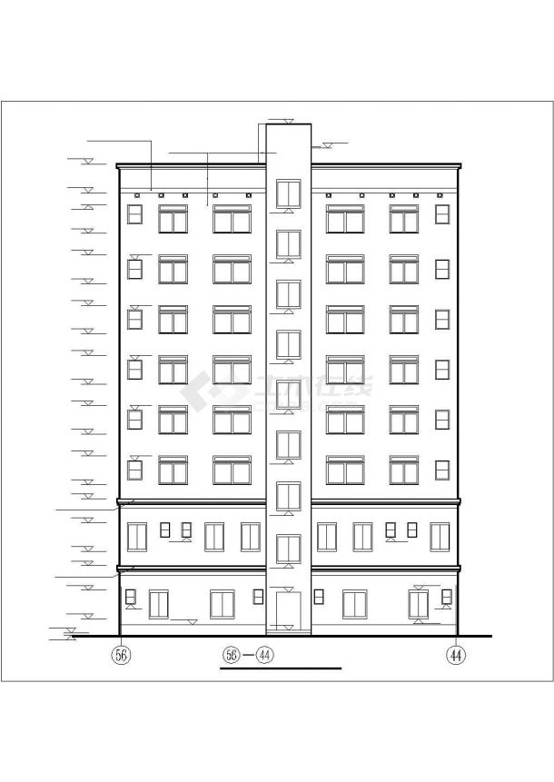 3170平米8层框架结构商住楼平立剖面设计CAD图纸（1-2层商用）-图二