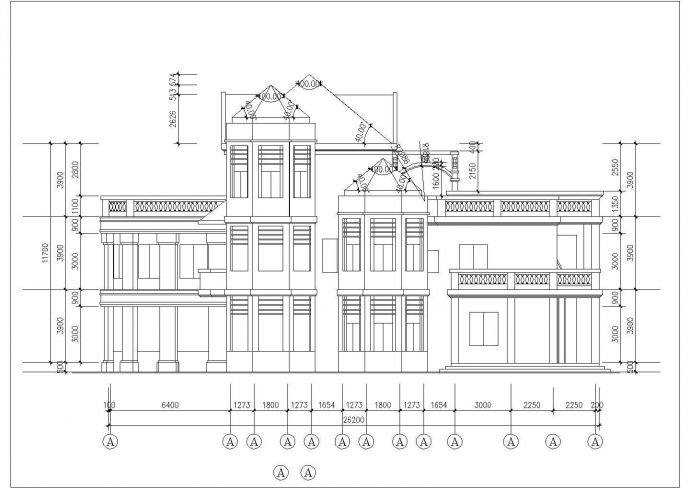 成都市某商业街3100平米3层框混结构商务娱乐会所建筑设计CAD图纸_图1