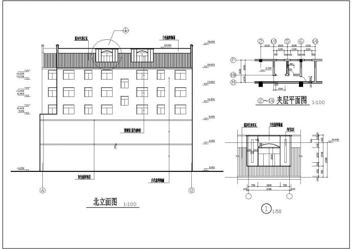 2200平米五层框架结构商住楼建筑设计CAD图纸（1-2层商用/含阁楼层）_图1