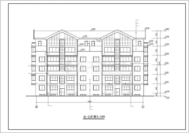 沧州市晨福花园小区6层砖混结构住宅楼建筑设计CAD图纸（含半地下室）-图一