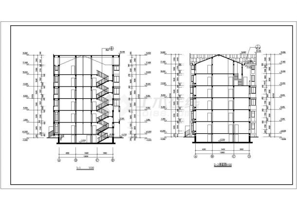 沧州市晨福花园小区6层砖混结构住宅楼建筑设计CAD图纸（含半地下室）-图二