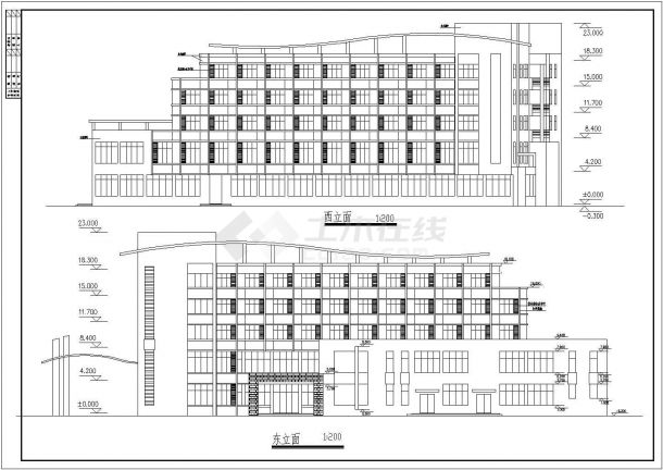 某中学综合楼及宿舍设计cad详细建筑方案图（含效果图）-图一