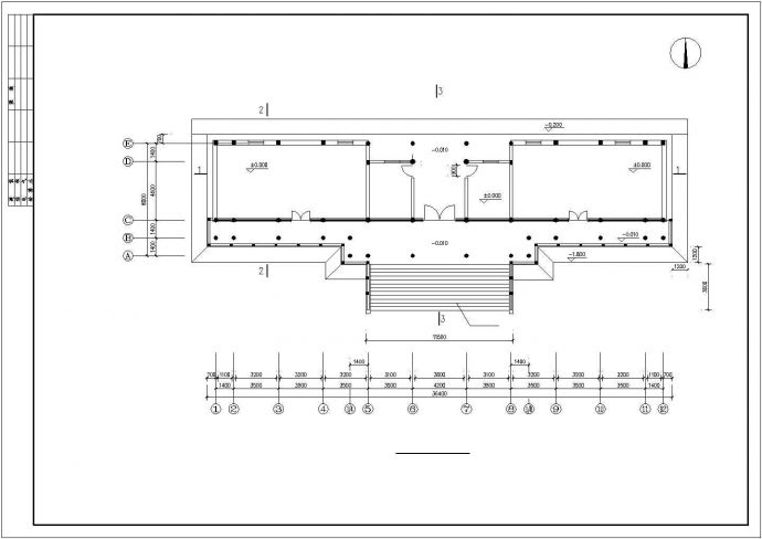 某景区山门CAD结构设计平面图及剖面_图1