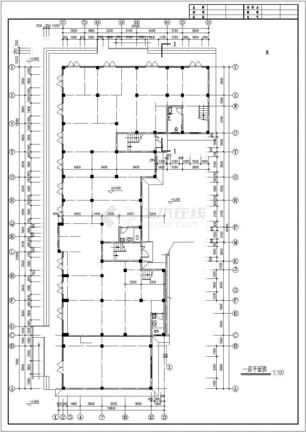 4100平米6层框混结构商住楼平面设计CAD图纸（1-2层商用/六层复式）-图一