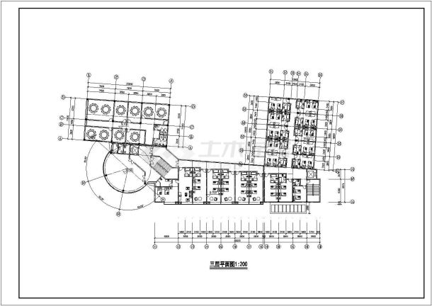 南昌市某商业街5600平米五层框混结构商务酒店平立面设计CAD图纸-图二