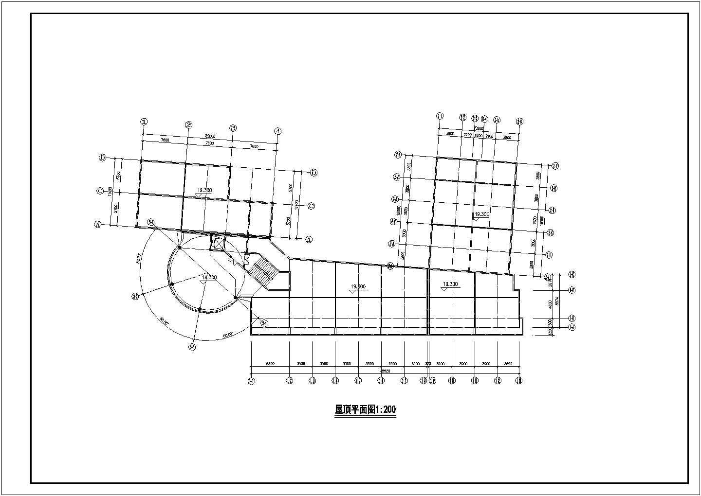南昌市某商业街5600平米五层框混结构商务酒店平立面设计CAD图纸